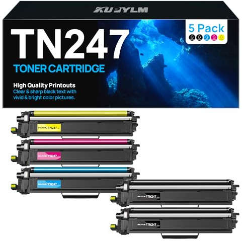 KUPYLM TN243CMYK TN247 Toner Compatibili per Brother TN247 TN-243CMYK per Toner Brother DCP L3550CDW MFC L3730CDN MFC-L3750CDW MFC L3770CDW HL-L3270CDW HL-L3210CW (2Nero Ciano Giallo Magenta, 5-Pack)