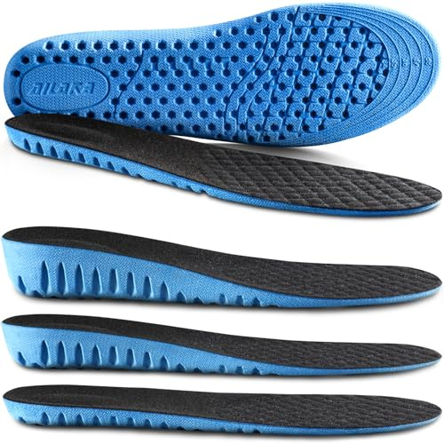 Ailaka Height Increase Insoles for Men Women, Three Heights, 1 Pair | Pu Honeycomb Design Absorbs Shock, Breathable Vents Keep Feet Fresh, Non-Slip Base Stays In Place, Trim-To-Fit