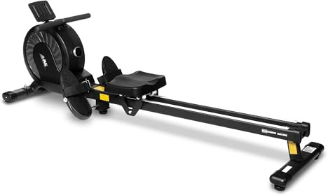 JLL Magnetic Rowing Machines for Home Gym, Quiet Workout, Compact Rower with Transport Wheels, Full Body Exercise Equipment, 32-Level Resistance, Heart Rate Band Included, Black