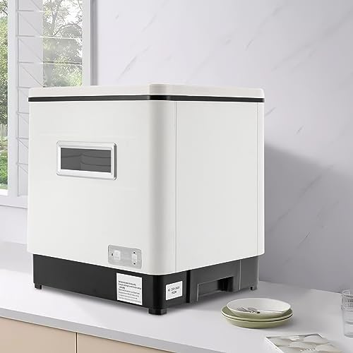 ieLsngai Bordsdiskmaskin, rostfritt stål, diskmaskin, diskmaskin, bordsdiskmaskin, fristående för små kök 1 500 W 60 l, vit