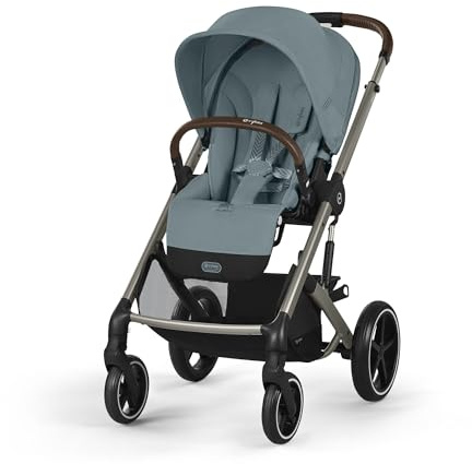 CYBEX Gold Kinderwagen Balios S Lux, Ergonomische Liegeposition, Einhand-Gurtsystem, Ab Geburt bis 22 kg (ca. 4 Jahre), Stormy Blue