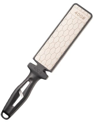 Beidseitiger, vielseitiger & manueller Schleifstein 400er Körnung (25,5 x 4,5 cm) – Für Keramikmesser, Scheren & Wolframstahl