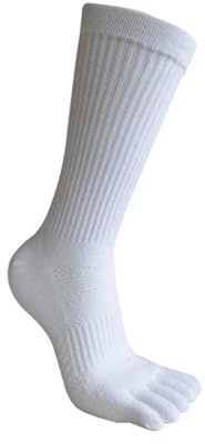 LYHYDMA Chaussettes à Orteils 3 Paires Longues Cinq Doigts Chaussettes Homme Coton rayé Solide Compression Absorbant la Sueur Respirant Fitness randonnée en Plein air Orteil Sport Chaussettes(White)