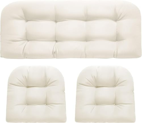 joomie Set di 3 Cuscini di Ricambio per Sedile per Sedia in Rattan, Cuscini Impermeabili per Tutte le Stagioni per Sedie in Vimini Cuscini per Panca Ispessiti da Patio Esterno Divano Giardino Pad 1