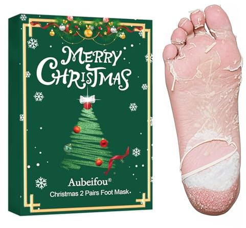 Weihnachts Pflegeset 2 Paar Aloe Vera Fussmaske, Weihnachts Feuchtigkeitsspendende Fußmaske, Fußpflege Socken, Soften Foot Peeling Mask, Geschenk für Freunde und Familie