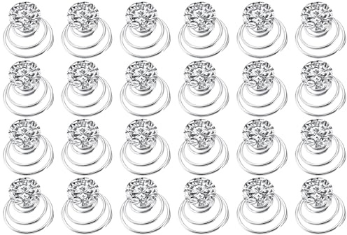 Spiral Hairpin, Bride Hairpin Crystal Rhinestone Swirl Pearl Wedding Hair Accessory For Women Girls Wedding Bride Party (24 PCS)