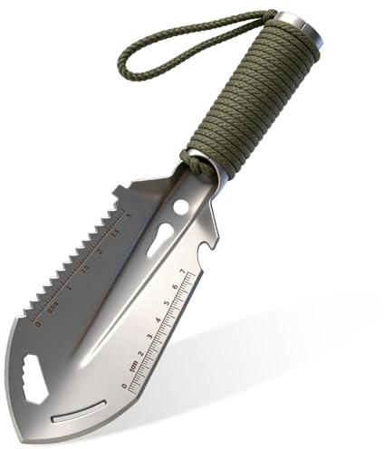 8 in 1 Multi-Camping Schaufel, Kleine Gartenschaufel mit Tragetasche, Survival Ausrüstung, Mini Schaufel Für Outdoor Gartenarbeit Camping Strandwandern