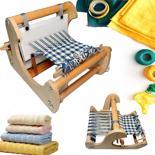 KLYDBMYT Kit de métier à Tisser Pliable, Mini métier à Tisser créatif de Bureau, Cadre de Tissage à Faire soi-même, Structure en Bois, Machine à Tisser Manuelle pour débutants et Artisans.