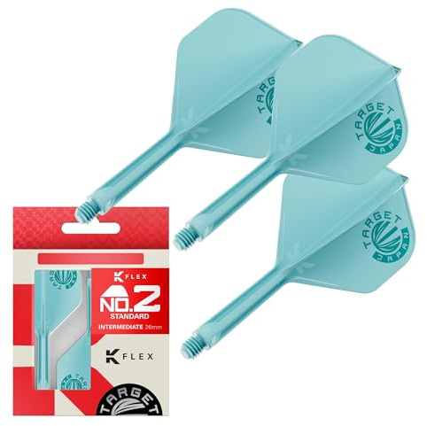 Target Japan Aquamarine K Flex Dart Flights and Shaft System, No.2 | Pack of 3 Kflex All In One Flight, JPN Exclusive Accessories | K-Flex Dart Stem - Intermediate