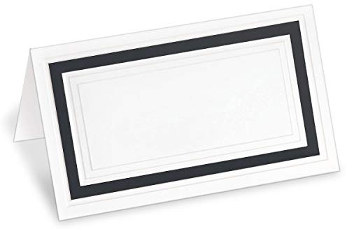 White 38lb Cover Stock Folded Place Cards with Black Foil Border, Micro-Perforated, 2 x 3 1/2, 100/Pack, Laser and Inkjet Compatible