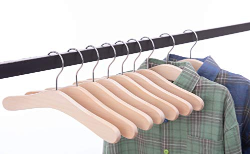 Cocomaya 30cm Kleiderbügel aus Holz, für Kinder und Kleinkinder, mit 360 drehbarem Haken, 10 Stück,naturbelassene Farbe