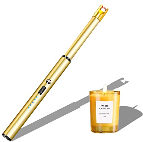Navpeak Candle Lighter Long Neck Windproof Electric Arc Lighter for Gas Stove Fireplace BBQ Kitchen Grills (Gold)