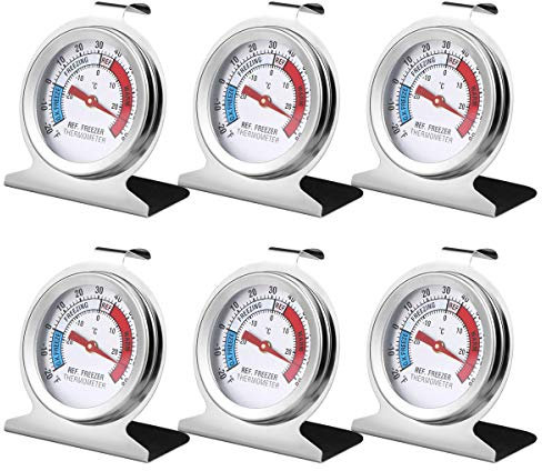6PCS Refrigerator Freezer Thermometer - Refrigerator/Freezer/Fridge Temperature Cooler - Classic Series Large Dial Thermometer (6)