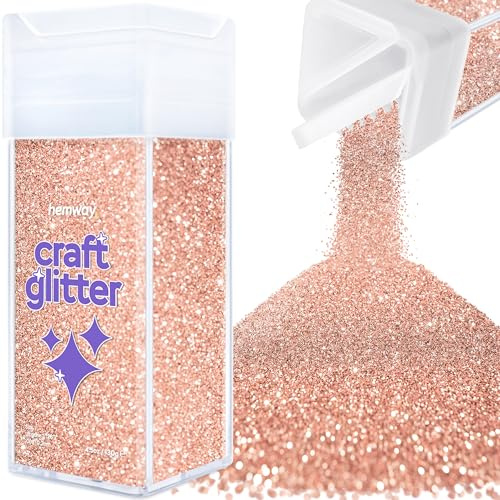 Hemway Craft Glitter Shaker Rose Gold 130g Ultrafine | for Resin & Epoxy Crafts, Christmas Art Supplies, Nail, Body, Face, Eye, Festival, Crafting, Slime, Sparkle