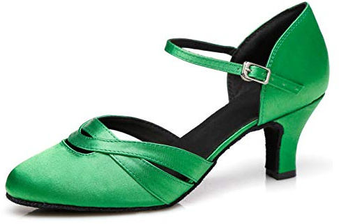 MINITOO Chaussure Femme Danse de Salon Confortables Chaussures a Talon Bas Vert EU 40