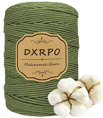 DXRPO Macrame Corda 3 mm x 300 m, macramè Filo, Corda per Macrame 3mm,Macrame Corda per Appendiabiti per Fiori in Macrame, Home Decor Camera da Letto e Decorazioni Nuziali (Verde Oliva)