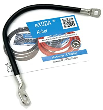 eXODA Batteriekabel 25 mm² 30cm M8 und M10 Schwarz für Auto Boot Motorrad 99 Prozent Kupferanteil hohe Qualität zuverlässige Stromversorgung flexible Anwendung