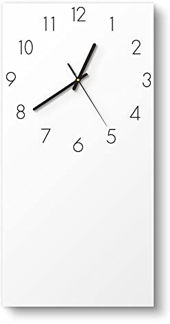 DEQORI Glasuhr | horizontal 30x60 cm | Unifarben - Weiß | große XXL Design Uhr aus Glas | leise Wanduhr für Wohnzimmer & Küche | Moderne Hingucker Uhr für die Wand