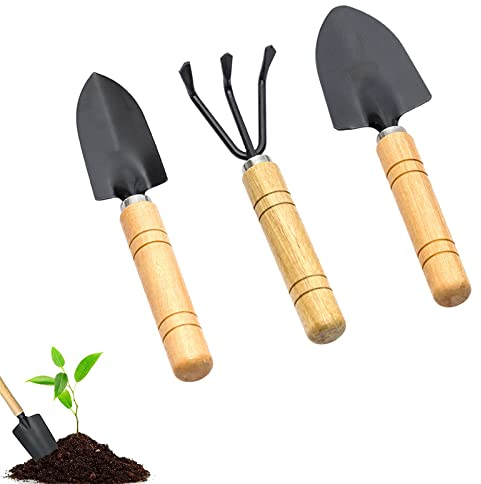 lohill Gartengeräte Set, 3 Stück Gartenwerkzeug Set, Gartenschaufel, Klein Garten Schaufeln, Gartengeräte Schaufeln für Bonsai Werkzeug Pflanze Gemüse Anbauen Topfblumen