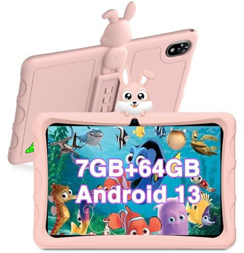 DOOGEE U9 Kid Tablette Enfants 10,1 Pouces Tablette Android 14, 7 Go + 64 Go (TF 1 to), Tablette éducative, Quad Core, 5060 mAh, WiFi 6, BT5.0, Tablette avec étui EVA