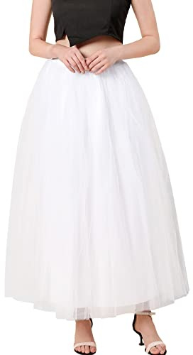 Jupe Tutu en Tulle Paillette Classique pour Femme - Taille Haute Élastique en Maille, Bouffante, Jupon Long Mariage Petticoat