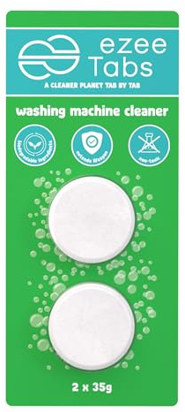 EzeeTabs Washing Machine Cleaner – Cleaning tabs for a microplastic-free, biodegradable and vegan cleaning product – 2 x Cleaner for hygienic cleanliness