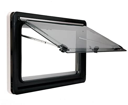 Claraboya de 90 x 50 cm para ventana de autocaravana, caravana, ventana de techo, tragaluz, autocaravana, con protección solar y red de insectos, adecuada para vehículos