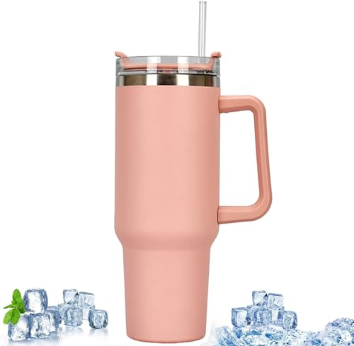 Tumbler 1.2L, Cold for 11 Hours, Iced for 48 Hours, Water Bottle with Straw, Handle and Lid, Dishwasher Safe, Travel Mug for Cold or Hot Drinks, Stainless Steel Vacuum Insulated Tumbler, Thermal Flas