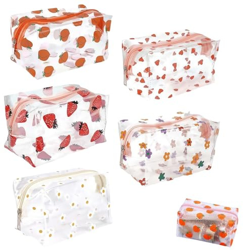 5 Stück Kosmetiktasche Durchsichtig Kosmetikbeutel Reise Gadgets Handgepäck Schminktasche Klein Kulturbeutel Transparent Reise Sets Für Frauen Durchsichtige Tasche Cosmetic Bag