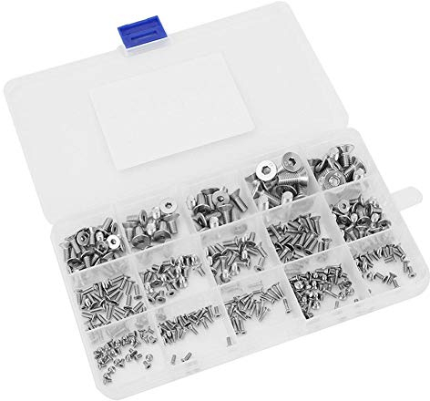 SHCS - Juego de tornillos de cabeza avellanada (320 unidades, M2, M3, M4, M5, M6, SS304, acero inoxidable)