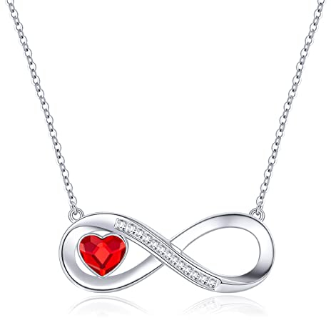 LOUISA SECRET Kette Damen Infinity Herz Halskette 925 Sterling Silberr or Messing mit Rose Gold, Kristall Ketten Anhänger mit Zirkonia, Geburtstag Valentinstag Weihnachten Muttertag Schmuck Geschenke