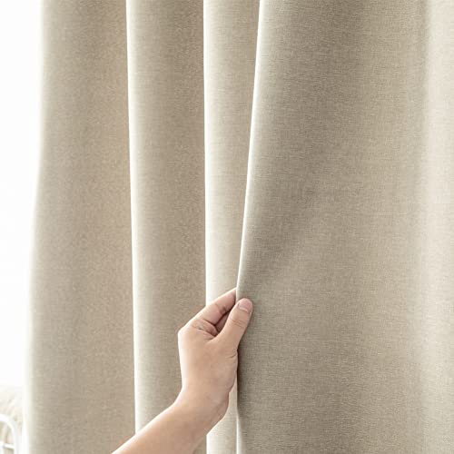 YEVDA Rideau de Douche en Tissu Lin 240 x 200 cm Imperméable Anti-Moisissure pour Salle de Bain Café Clair 180 x 200 cm