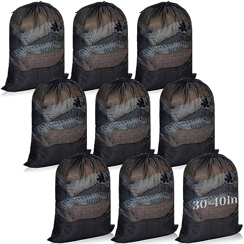 Windyun Mesh Laundry Bag, 9 Pcs 30 x 40 Heavy Duty Large Mesh Laundry Bags Drawstring Lockable Laundry Hamper Liner Machine Washable Bag for Travel Dorm Home College Storage Apartment(Black)