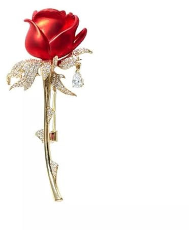 Gimiro Damen Brosche geklügelte Kamelie Strass Perlen Rosen Anstecknadeln Blazer Kleid Clipper für Hochzeit Modeaccessoires (R)