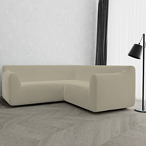Italian Bed Linen Dahlia Funda de sofá esquinera elástica/Extensible, Pardo