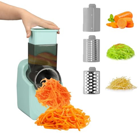 Qivine Taglia Verdure Elettrico Mandolina Per Verdure Professionale Con 3 Taglierine 50W Grattugia Verdure Facile da Pulire Per Patate Cipolle Carote