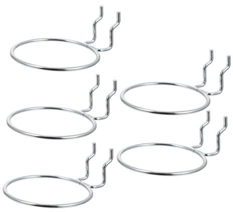GARVALON 5pcs Electroplated Round Hook Pegboard Hooks for Wall Mount Cup Holder Tool Storage Garage Kitchen