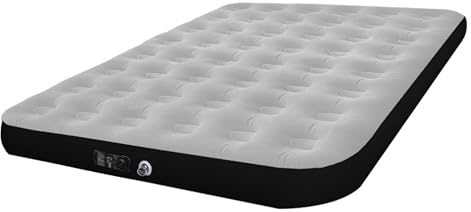 HikerSKY Colchón de aire autoinflable de doble tamaño con bomba integrada, colchón hinchable con Comfort Plush, para casa, invitados y camping (gris, 191 x 137 x 25 cm)