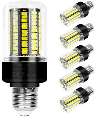 WENNI 25W LED E27 Silber Mais Glühbirnen 6000K Kaltweiß 3146LM E27 LED Lampen statt 250W Glühlampe Nicht dimmbar, Birnen Maiskolben Leuchtmittel, Kein Flackern, 6er Pack