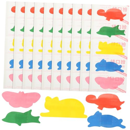 SMASOLO 4 cajas Vendajes Adhesivos para Cajas de Coloridos y Transpirables con Diseño de Animales Prácticos y Seguros para Pequeñas Heridas