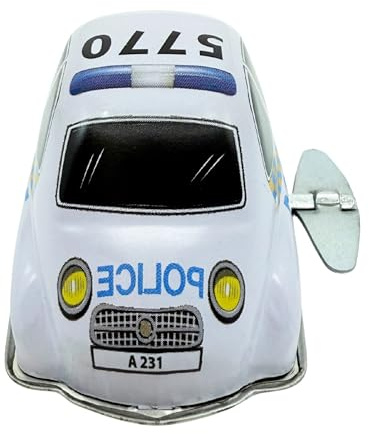 House of Marbes Classic Wind-Up Tin-Toy Police Car