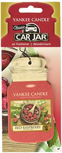 Yankee Candle Classic Car Jar Red Raspberry Désodorisant pour Voiture, en Carton, Rouge, Parfum Framboise, Taille M