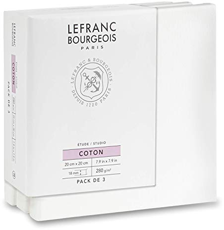 Lefranc Bourgeois 301350 - Bastidor estable de madera de abeto rojo, tela preimpresa para colores acrílicos y colores al óleo, 100% algodón, 20 x 20 cm