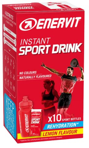 Enervit, Instant Sport Drink, a Base di Sali Minerali e Carboidrati, Gusto Limone, Contro Stanchezza e Affaticamento, Senza Coloranti, Indicato per Sport Indoor, Padel e Tennis, Vegan, 10 Buste da 16g
