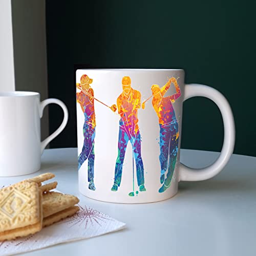 Purely Home Extra Large Big Golf Mug Themed Abstract Paint Effect - Jumbo White Coffee/Tea Gift for Sports Lovers/Golfers