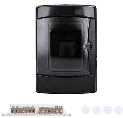 Voxura Aufputz Feuchtraum Verteiler 1-reihig IP65 4 Module Verteilerkasten Kleinverteiler Sicherungskasten Schwarz Tür transparent