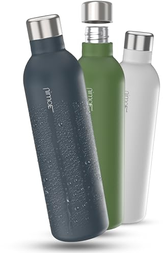 NIMOE® SteelStream 1L | 74% leichter als die Glasflasche | Für DUO, E-DUO geeignet | Pulverbeschichtete Edelstahlflasche | Spülmaschinenfest, 100% auslaufsicher