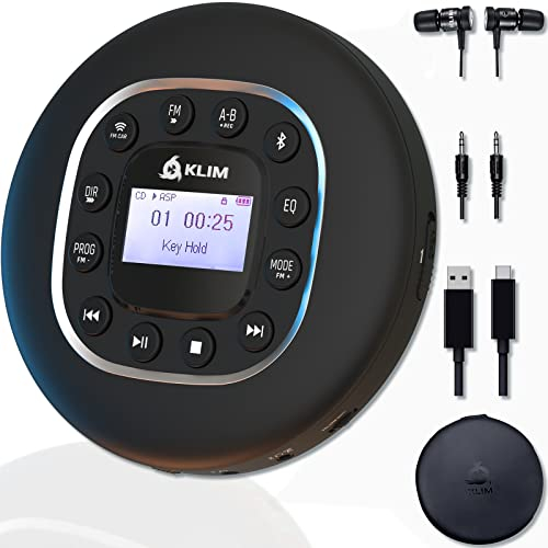 KLIM Journey Reproductor de CD Portátil + Discman con batería de Larga duración y Auriculares + Radio FM, Bluetooth + Ideal para Coches (Reacondicionado)