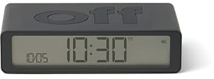 Lexon Flip Classic upplyst morgonväckarklocka, vändbar med ansikten på och snooze-funktion, LCD-skärm och pekljus, USB-C-uppladdningsbar - mörkgrå