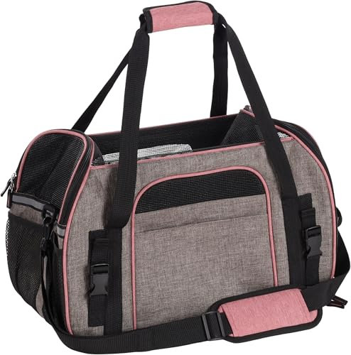 Hundetasche - Tragetasche Xandor Taupe – 48x25x33cm – Polyester – Reflektoren – Zubehöröffnung – Autogurt/Trolley – Boden abnehmbar – Sicherheitsleine – Tragegurte